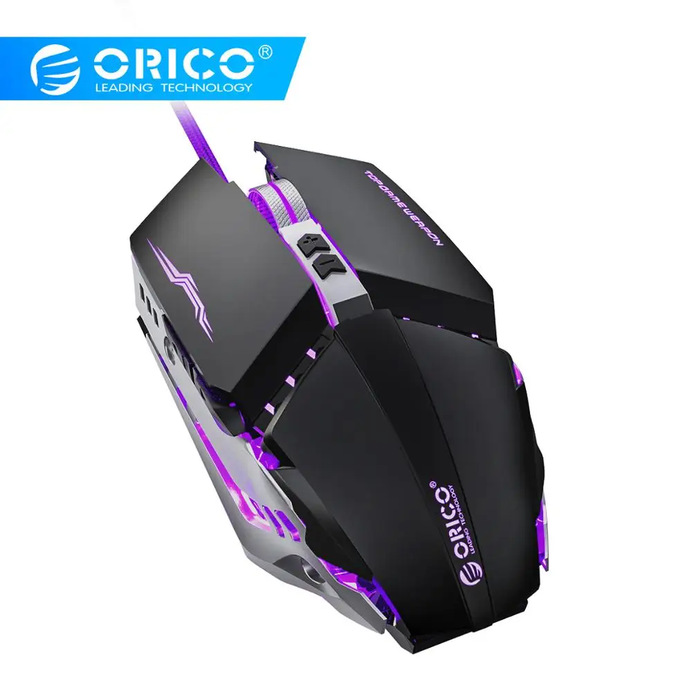 

ORICO Wired Gaming Mouse Adjustable 3200 DPI Optical LED USB Computer 7 Button Mouse with 150cm braided Wire for PC Laptop Gamer