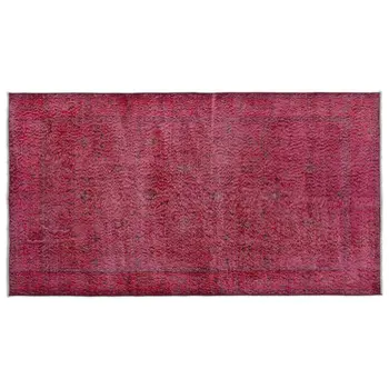 

Handmade Red Vintage Overdyed Turkish Area Rug 112x206 Cm-3'8''X6'9''