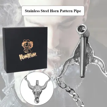 HONEYPUFF Silver Bull Necklace Style Tobacco Pipe 340MM Stainless Steel Smoking Pipes Herb Metal Necklace With Gift Box
HONEYPUFF Silver Bull Necklace Style Tobacco Pipe 340MM Stainless Steel Smoking Pipes Herb Metal Necklace With Gift Box