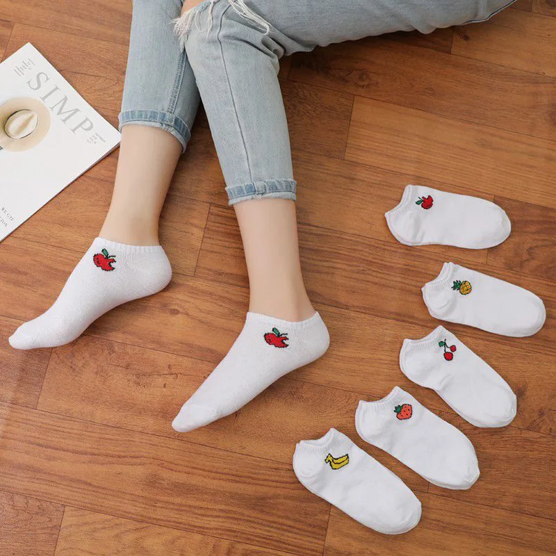 5 Pairs White Cute Summer Fruits Women Socks Breathable Solid Color Boat Sports Girls Socks Comfortable Cotton Ankle Female
5 Pairs White Cute Summer Fruits Women Socks Breathable Solid Color Boat Sports Girls Socks Comfortable Cotton Ankle Female