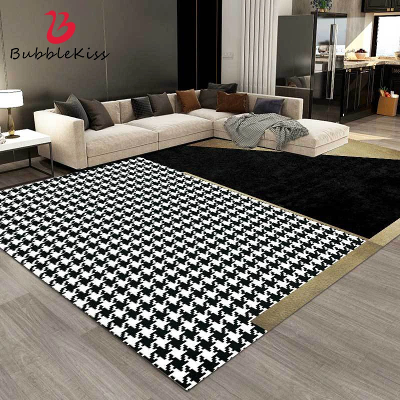 Bubble Kiss Light Luxury Black Geometry Carpets For Living Room Customized Comfort Floor Mat Modern Sofa Bedroom Home Decor Rug | Дом и сад