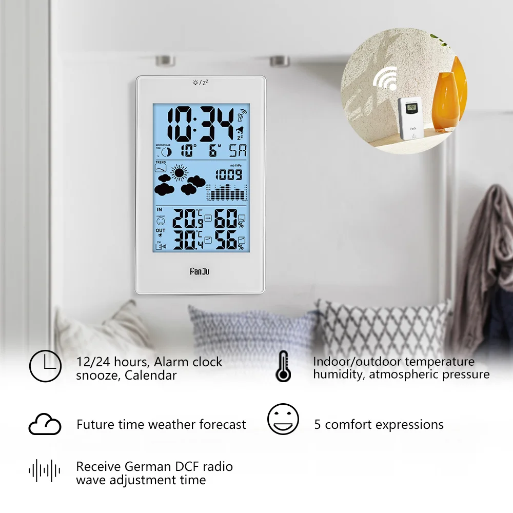 New Weather Station With Barometer Forecast Alarm And Snooze Digital Clock Temperature Humidity Wireless Outdoor Sensor
New Weather Station With Barometer Forecast Alarm And Snooze Digital Clock Temperature Humidity Wireless Outdoor Sensor