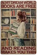 Metal Sign IN MY DREAM WORLD BOOKS ARE FREE AND READING MAKEA YOU THIN Family Retro Wall Decoration Square Metal Plate
Metal Sign IN MY DREAM WORLD BOOKS ARE FREE AND READING MAKEA YOU THIN Family Retro Wall Decoration Square Metal Plate