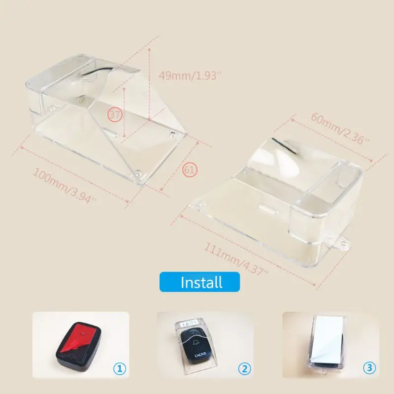 Waterproof Cover for Wireless Doorbell Door Bell Ring Chime Button Transparent