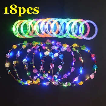 18pcs LED Light Up Toys Girls Flower Hair Wreath Bracelet Bangle Glow in the Dark Prizes Wedding Birthday Party Favors
18pcs LED Light Up Toys Girls Flower Hair Wreath Bracelet Bangle Glow in the Dark Prizes Wedding Birthday Party Favors