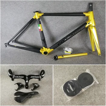 T1000 3K Matte-Glossy Black Golden Colnago C60 carbon road frame+Handlebar+Saddle+Water bottle cages Holders Concept C64
T1000 3K Matte-Glossy Black Golden Colnago C60 carbon road frame+Handlebar+Saddle+Water bottle cages Holders Concept C64