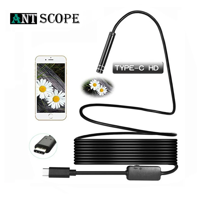 

Antscope 8mm Lens Type C USB Endoscope Camera Hard Tube Snake Inspection Waterproof With 8 Adjustble LED 1/5/10M Broscope 30