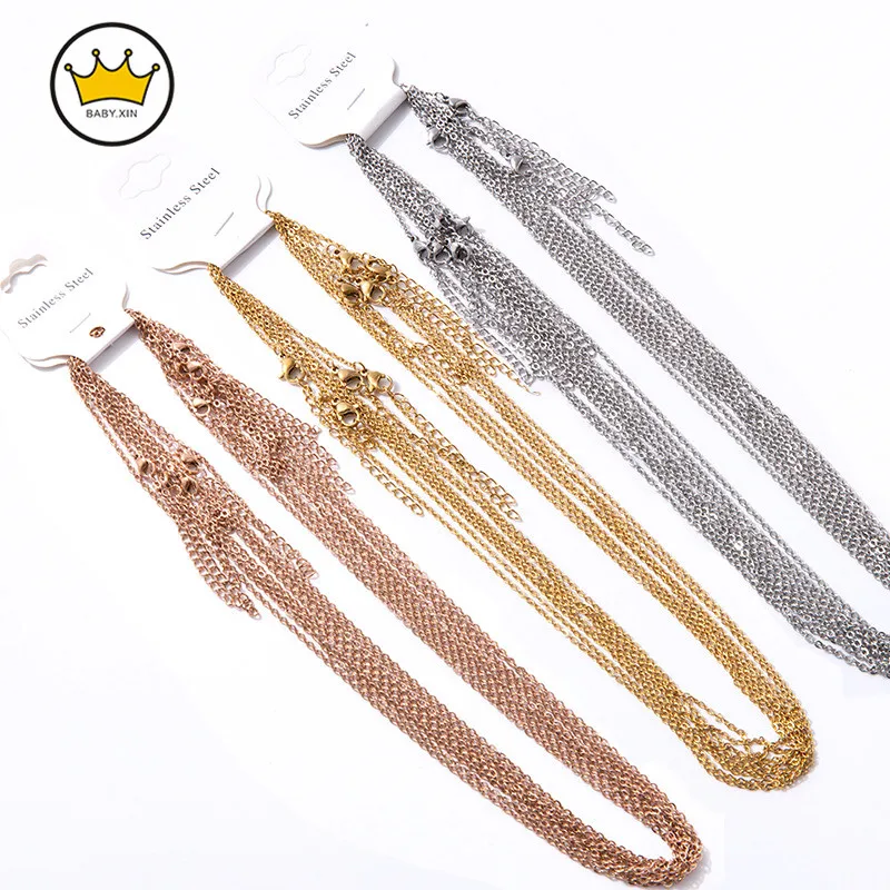 10pcs/lot Chains Necklace 45+5cm Men Women Gold/Steel Stainless Steel Link Cuban Chain Necklaces For Jewelry Making 
10pcs/lot Chains Necklace 45+5cm Men Women Gold/Steel Stainless Steel Link Cuban Chain Necklaces For Jewelry Making