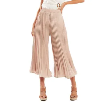 Casual Pleated Wide Leg Pants Women Summer Female Elegant Ruffle Office Elastic Band Pants Ankle Length Ladies Solid Pants
Casual Pleated Wide Leg Pants Women Summer Female Elegant Ruffle Office Elastic Band Pants Ankle Length Ladies Solid Pants