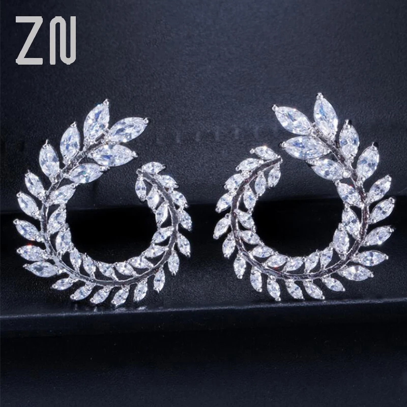ZN New Sparkly Olive Branch Leaf Shape Marquise Cut Big Cubic Zirconia Stud Earrings For Women Fashion Jewelry Gifts
ZN New Sparkly Olive Branch Leaf Shape Marquise Cut Big Cubic Zirconia Stud Earrings For Women Fashion Jewelry Gifts