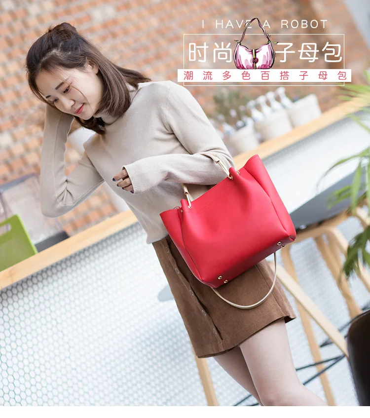 Korean-style Fashion Simple Bucket Bag Shoulder Contrast Color Iron Handle Handbag Different Size Bags Two-Piece Set Multi-color
Korean-style Fashion Simple Bucket Bag Shoulder Contrast Color Iron Handle Handbag Different Size Bags Two-Piece Set Multi-color