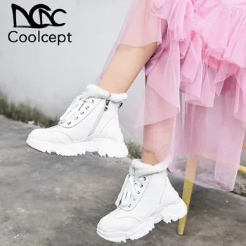 CoolCept Women Genuine Leather Ankle Boots Plush Fur Thick Sole Casual Comfortable Shoes Woman Cross Strap Footwear Size 33-40
CoolCept Women Genuine Leather Ankle Boots Plush Fur Thick Sole Casual Comfortable Shoes Woman Cross Strap Footwear Size 33-40