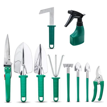 10 Pieces Garden Tools Set - Stainless Steel Gardening Tool Case with Trowel Pruner,Rakes, Shovels,Secateurs,Weeding Knife and M 
10 Pieces Garden Tools Set - Stainless Steel Gardening Tool Case with Trowel Pruner,Rakes, Shovels,Secateurs,Weeding Knife and M