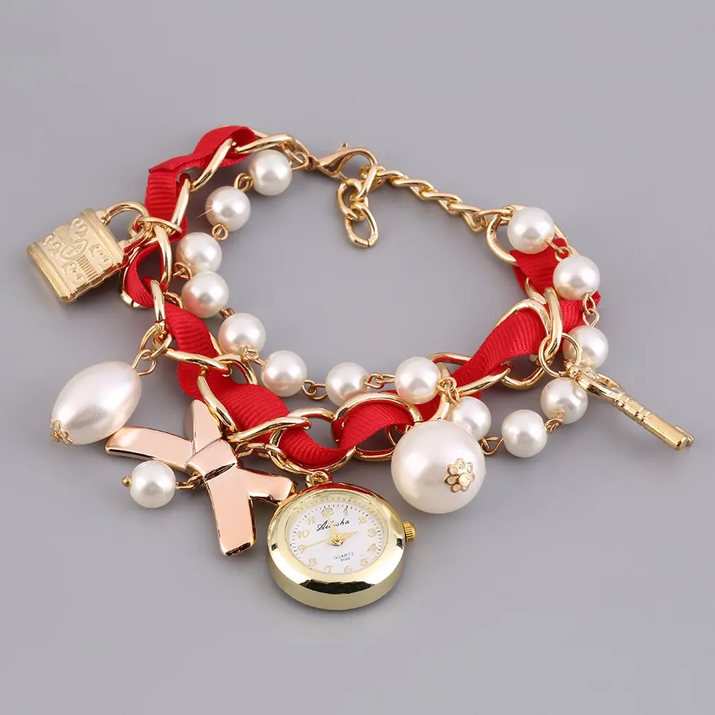 Women Ladies Bow Butterfly Bracelet Fashion lock Key Chain Wrist Watch Lock Love Imitation pearl Jewelry Gift Style Hot Selling
Women Ladies Bow Butterfly Bracelet Fashion lock Key Chain Wrist Watch Lock Love Imitation pearl Jewelry Gift Style Hot Selling