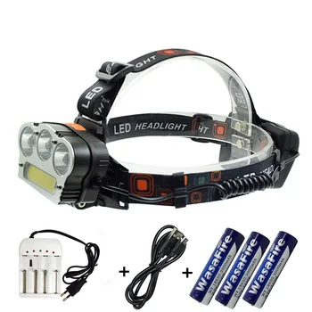 1*COB + 3*XML T6 LED Headlight Fishing Headlamp Hiking Head Lamp 7 Modes USB Rechargeable 18650 Battery Camping Torch 
1*COB + 3*XML T6 LED Headlight Fishing Headlamp Hiking Head Lamp 7 Modes USB Rechargeable 18650 Battery Camping Torch