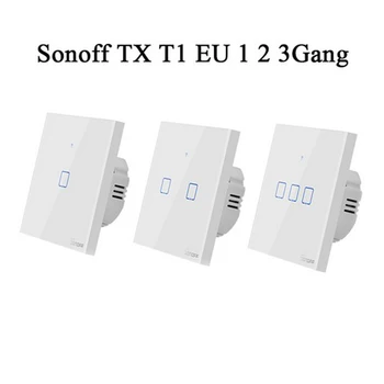 

Sonoff TX T1 EU 1 2 3 Gang Wifi/433/RF Switch Smart Home Automation Module Wall Touch LED Light Timer Switch Work with Alexa