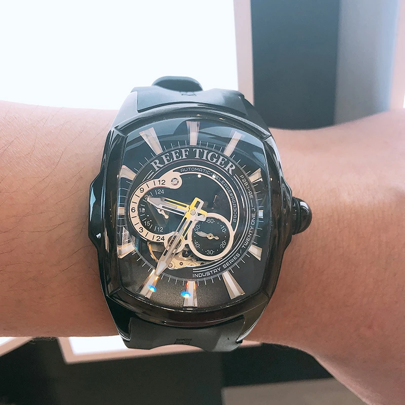 2019 New Arrival Reef Tiger/RT мужские спортивные автоматические часы черный циферблат