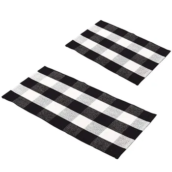 Buffalo Plaid Area Rugs Set,Washable Black and White Kitchen Rug Durable Laundry Rug Runner Cotton Indoor Rugs Braided Throw Mat
Buffalo Plaid Area Rugs Set,Washable Black and White Kitchen Rug Durable Laundry Rug Runner Cotton Indoor Rugs Braided Throw Mat