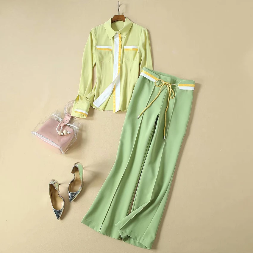 HIGH QUALITY New 2020 Designer Runway Suit Set Women's Long Sleeve Blouse Shirt Pants Set
HIGH QUALITY New 2020 Designer Runway Suit Set Women's Long Sleeve Blouse Shirt Pants Set