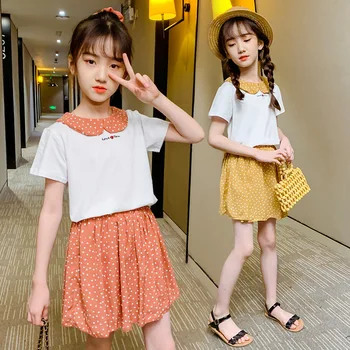 Children's Clothing Set Girls Summer Suit 2020 New Girl Dot Chiffon Skirts Clothes Kids Two-piece Set Girls Tshirts 4-16 Years
Children's Clothing Set Girls Summer Suit 2020 New Girl Dot Chiffon Skirts Clothes Kids Two-piece Set Girls Tshirts 4-16 Years