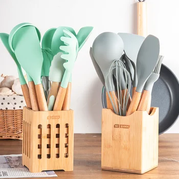 Silicone Cooking Utensils 11/12/13Pcs Kitchen Utensil Set Non-stick Spatula Wooden Handle with Storage Box Kitchen Tools Gray
Silicone Cooking Utensils 11/12/13Pcs Kitchen Utensil Set Non-stick Spatula Wooden Handle with Storage Box Kitchen Tools Gray