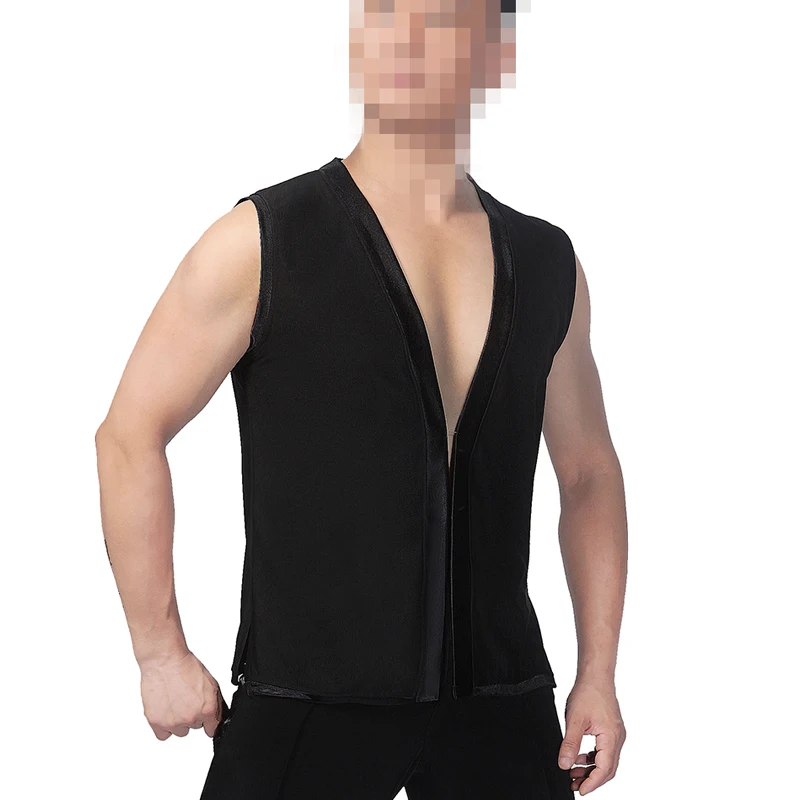 Фото Classic Latin Dance Tops Men Costume Black Vest Sleeveless Coat Male Practice Performance Outfits Standard Ballroom Dress I818 |