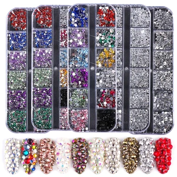 12 Grids/Box Multi Size Glass Nail Rhinestones Mixed Colors Flat Back Shiny Tips 3D Nails Art Decorations
12 Grids/Box Multi Size Glass Nail Rhinestones Mixed Colors Flat Back Shiny Tips 3D Nails Art Decorations