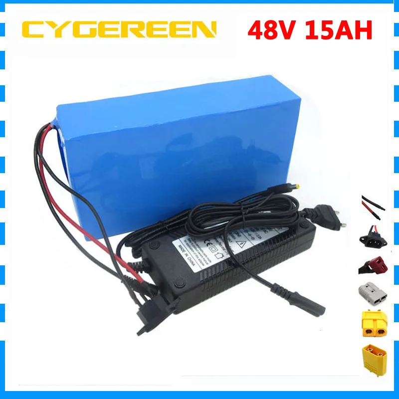 Excellent Rechargeable 500W 48V 15AH battery pack 750W 48 V 15AH ebike e scooter Lithium ion battery 20A BMS 2A Charger Free customs fee 3