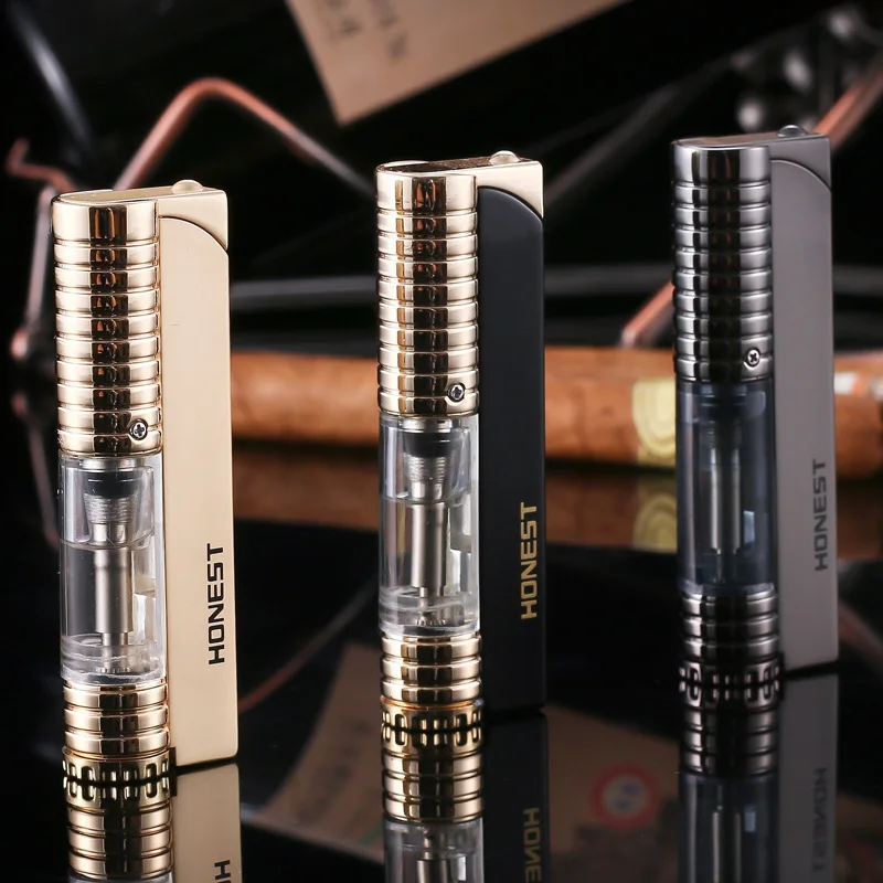 Direct Injection Inflatable Butane Metal Visible GasLighter Cigar Smoking Encendedores Smoking Accessories Gadgets for Men
Direct Injection Inflatable Butane Metal Visible GasLighter Cigar Smoking Encendedores Smoking Accessories Gadgets for Men