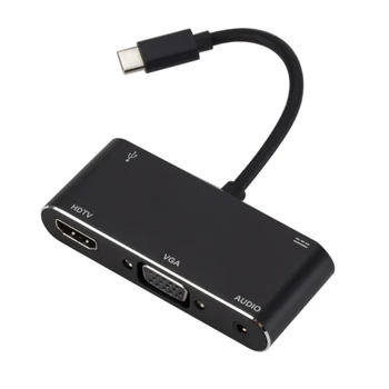 C USB to VGA HDMI Adapter HDMI / VGA / Audio / USB 3.0 Port + USB Port C (pd) converter Compatible with MacBook Pro/Air/ipad Pro
C USB to VGA HDMI Adapter HDMI / VGA / Audio / USB 3.0 Port + USB Port C (pd) converter Compatible with MacBook Pro/Air/ipad Pro
