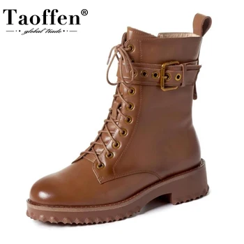 TAOFFEN 2021 INS Women Real Leather Shoes Fashion Ankle Boots Flat Winter Shoes Women Warm Office Lady Footwear Size 34-42
TAOFFEN 2021 INS Women Real Leather Shoes Fashion Ankle Boots Flat Winter Shoes Women Warm Office Lady Footwear Size 34-42