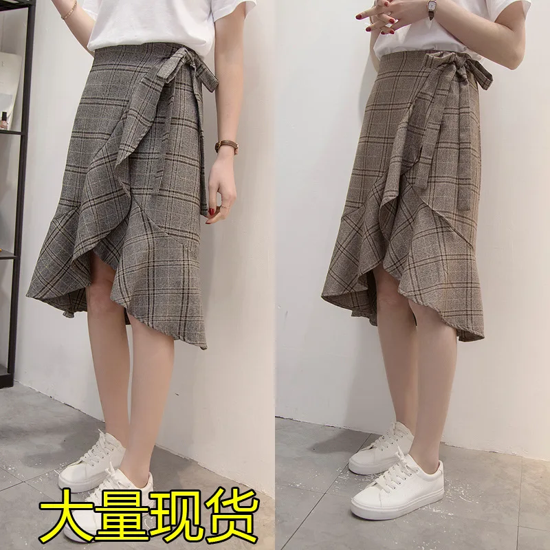 2019 Spring Clothing New Style Large Size Plus-sized Womenswear Size Plaid Flounced Lace-up Elastic Waist Mid-length Irregular S
2019 Spring Clothing New Style Large Size Plus-sized Womenswear Size Plaid Flounced Lace-up Elastic Waist Mid-length Irregular S