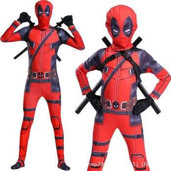 Free shipping Kid Deadpool Costume with Mask Superhero cosplay Suit Boy One Piece Full Bodysuit Halloween kid costumes for part 
Free shipping Kid Deadpool Costume with Mask Superhero cosplay Suit Boy One Piece Full Bodysuit Halloween kid costumes for part