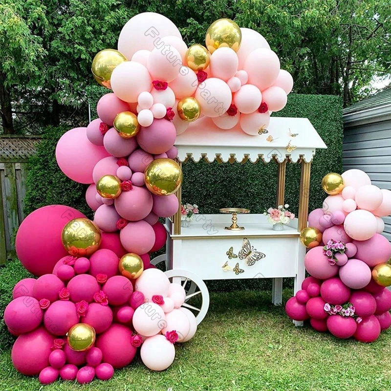 176pcs Doubled Layer Hot Pink Balloon Garland Birthday Party Decoration Macar Baby Pink 4D Gold Ballon Arch Anniversary Decor
176pcs Doubled Layer Hot Pink Balloon Garland Birthday Party Decoration Macar Baby Pink 4D Gold Ballon Arch Anniversary Decor
