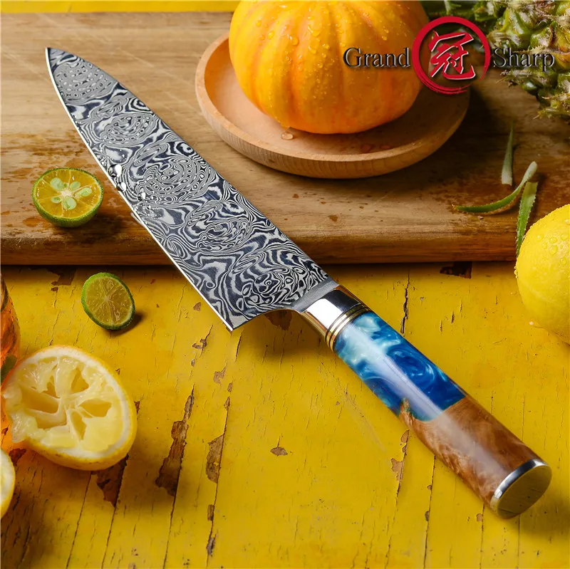 

Кухонный нож шеф-повара Grandsharp, 7,5 дюймов, 110 слоев, Дамасские кухонные ножи, кухонная посуда из нержавеющей стали, кухонная утварь для нарезки, инструмент для готовки