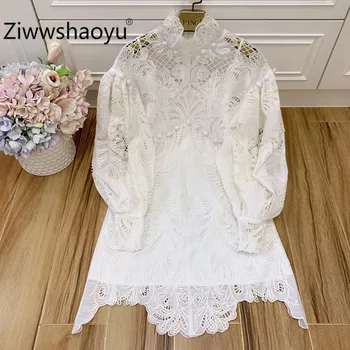 Ziwwshaoyu 2020 Spring Runway Luxury Mini Dresses Women's Hollow Embroidery Button Decoration Sexy Charming Dress White black
Ziwwshaoyu 2020 Spring Runway Luxury Mini Dresses Women's Hollow Embroidery Button Decoration Sexy Charming Dress White black