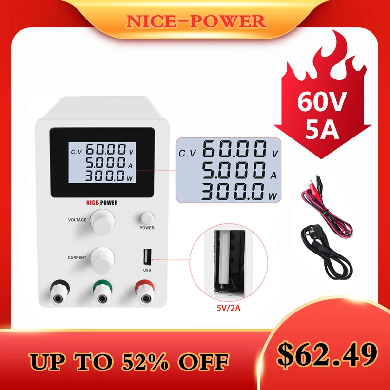LCD Screen DC Lab Bench Power Supply 30v 10a 60v 5a Adjustable Switching Bench Source Digital Voltage Regulator 0.001A 120V 3A
LCD Screen DC Lab Bench Power Supply 30v 10a 60v 5a Adjustable Switching Bench Source Digital Voltage Regulator 0.001A 120V 3A