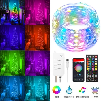 New Year Light Copper LED String Lights Personalized christmas tree led string lights App WIFI Remote Control custom music Light
New Year Light Copper LED String Lights Personalized christmas tree led string lights App WIFI Remote Control custom music Light