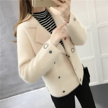 Woman sweater Jacket 2019 Loose Fairy Knitted Sweater Cardigan Mink-like Turn-down Collar Jacket
Woman sweater Jacket 2019 Loose Fairy Knitted Sweater Cardigan Mink-like Turn-down Collar Jacket