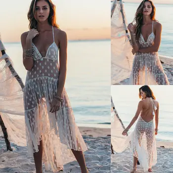 Women's Sexy Mesh Dress Transparent Dot Patterns Skirt Deep V Neck Backless Top Ladies Holiday Beach Dress Swimsuit Cover Ups
Women's Sexy Mesh Dress Transparent Dot Patterns Skirt Deep V Neck Backless Top Ladies Holiday Beach Dress Swimsuit Cover Ups