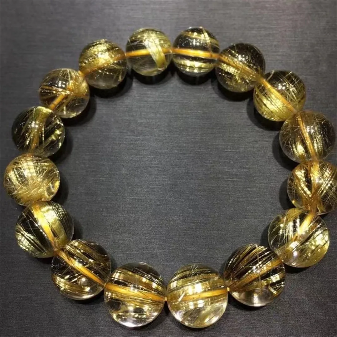 13mm Natural Brazil Gold Rutilated Quartz Bracelet Jewelry For Women Man Gift Round Beads Titanium Crystal Stretch Strands AAAAA 
13mm Natural Brazil Gold Rutilated Quartz Bracelet Jewelry For Women Man Gift Round Beads Titanium Crystal Stretch Strands AAAAA
