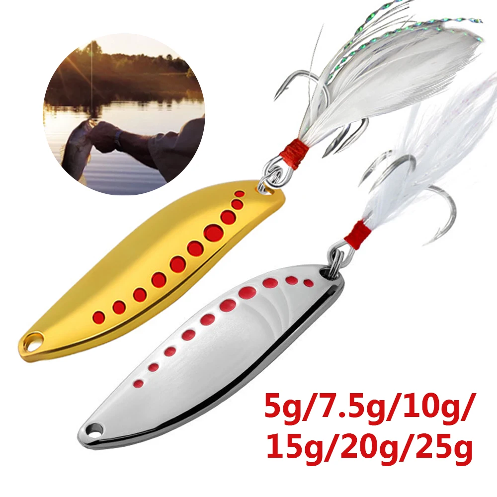 Metal Spinner Spoon Fishing Bass Lure Hard Baits Sequins Noise Paillette Feather Fishing Treble Hook Tackle 5/7.5/10/15/20/25g
Metal Spinner Spoon Fishing Bass Lure Hard Baits Sequins Noise Paillette Feather Fishing Treble Hook Tackle 5/7.5/10/15/20/25g