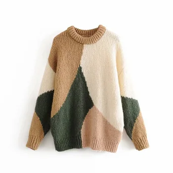 Za women's new long sleeve round neck loose knit in autumn 2019 color blocked knit pullover 06771137330
Za women's new long sleeve round neck loose knit in autumn 2019 color blocked knit pullover 06771137330