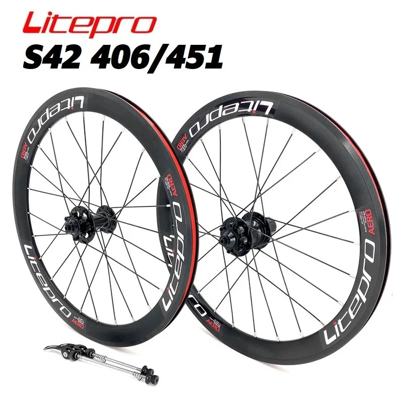 

Litepro 406 451 Folding Bike Front Rear Wheelset 74-100-130-135mm Hub 2-4 Bearing Double Wall Rim 8-9-10-11 Speed V Brake Wheel