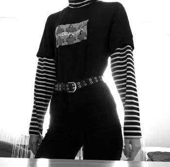 New fake two piece shirt women korean ulzzang harajuku BFF loose couple long sleeve high neck top o-neck female tshirt
New fake two piece shirt women korean ulzzang harajuku BFF loose couple long sleeve high neck top o-neck female tshirt