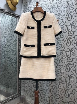 2020 Early Autumn New Women's Color Matching Selvage Beaded Decorative round Neck Short-Sleeved Top + Overskirt Set 804
2020 Early Autumn New Women's Color Matching Selvage Beaded Decorative round Neck Short-Sleeved Top + Overskirt Set 804