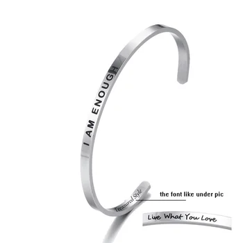 4mm I AM ENOUGH Silver Stainless Steel Bangle Engraved Positive Inspirational Quote Handmade Cuff Mantra Bracelets
4mm I AM ENOUGH Silver Stainless Steel Bangle Engraved Positive Inspirational Quote Handmade Cuff Mantra Bracelets