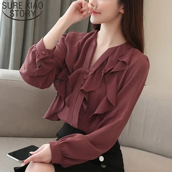 2020 Spring New Long-Sleeve V-neck Slim Elegant Chiffon Blouse Women Korean Ruffle Edge Women Tops Blusas Mujer De Moda 8953 50
2020 Spring New Long-Sleeve V-neck Slim Elegant Chiffon Blouse Women Korean Ruffle Edge Women Tops Blusas Mujer De Moda 8953 50