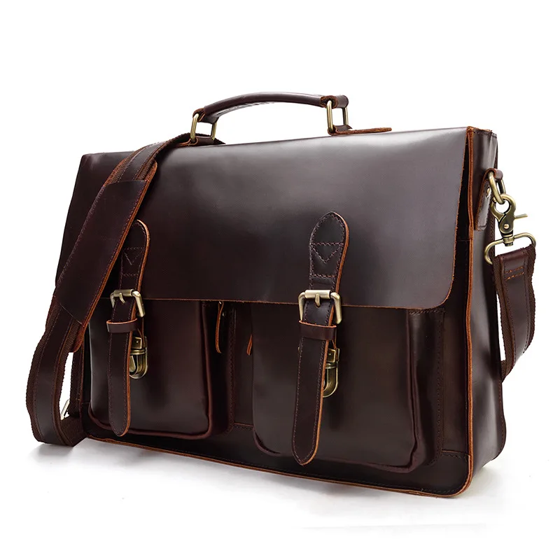 

Модная мужская сумка через плечо, деловой портфель для ноутбука, мужская сумка-мессенджер из натуральной кожи, винтажные мужские сумки через плечо из воловьей кожи
