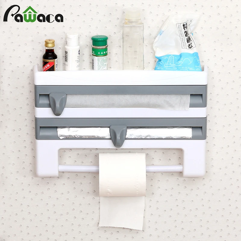 Multi-function Fridge Spice Rack Kitchen Organizer Holder Cling Film Tin Foil Paper Roll Dispenser with Cling Film Cutting Tools
Multi-function Fridge Spice Rack Kitchen Organizer Holder Cling Film Tin Foil Paper Roll Dispenser with Cling Film Cutting Tools